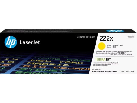 Картридж HP W2222X (222X) Yellow оригинальный для HP LaserJet Pro 3203/ MFP 3303, жёлтый, увеличенный, 2500 страниц Картридж HP W2222X (222X) Yellow оригинальный для HP LaserJet Pro 3203/ MFP 3303, жёлтый, увеличенный, 2500 страниц