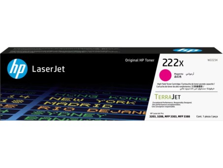 Картридж HP W2223X (222X) Magenta оригинальный для HP LaserJet Pro 3203/ MFP 3303, пурпурный, увеличенный, 2500 страниц Картридж HP W2223X (222X) Magenta оригинальный для HP LaserJet Pro 3203/ MFP 3303, пурпурный, увеличенный, 2500 страниц